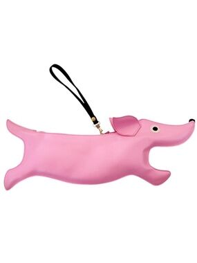 Vintage Patch NYC × Ross & Carney Pink Dachshund Clutch Wristlet Purse 2005 Rare